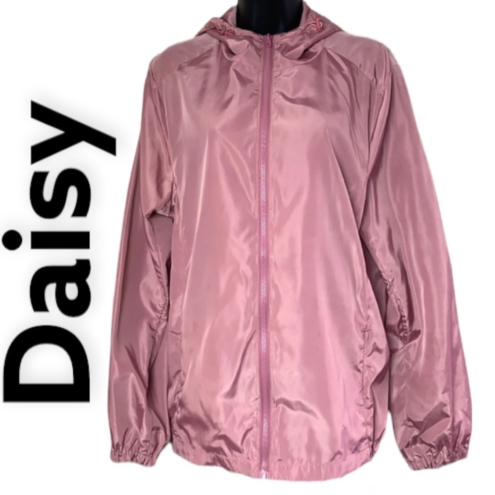 DAISY Rose Pink Blush Windbreaker Womenโs Jacket Size XL - Picture 1 of 14